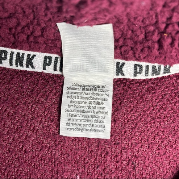 Victoria's Secret PINK Maroon Sherpa Quarter Zip - Picture 5 of 8